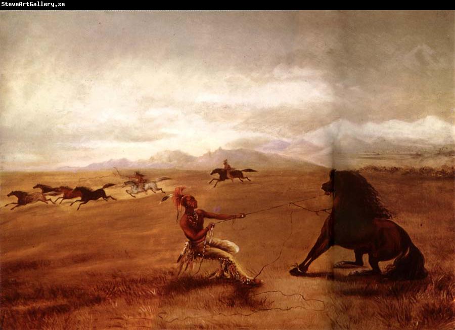 George Catlin Catching wild horses